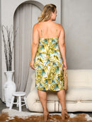 PLUS SIZE SLEEVELESS V-NECK FRONT SLIT FLORAL MINI DRESS