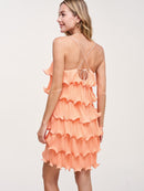 WOMEN'S SLEEVELESS RUFFLE TIERED MINI DRESS