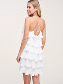 WOMEN'S SLEEVELESS RUFFLE TIERED MINI DRESS