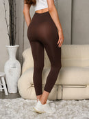 WOMEN'S ELASTIC WAIST SOLID BASIC LEGGINGS