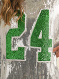 WOMEN'S SHORT SLEEVE GRAPHIC SEQUINS LOOSE FIT MINI DRESS