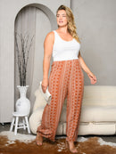 PLUS SIZE SLEEVELESS PRINT TWO TONE JUMPSUIT