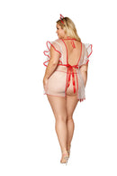 12916 Sexy Sheer White Mesh Nurse Costume Apron Set â€“ 4pc Lingerie Roleplay Outfit
