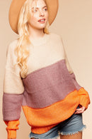 COLOR BLOCK MULTI COLOR LOOSE FIT SWEATER