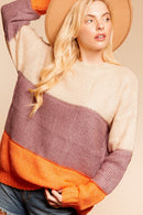COLOR BLOCK MULTI COLOR LOOSE FIT SWEATER