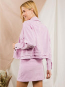 WOMEN'S LONG SLEEVE BUTTON CLOSURE CORDUROY JACKET