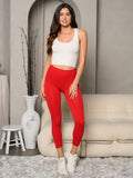 WOMEN'S ELASTIC WAIST SOLID BASIC LEGGINGS