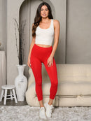 WOMEN'S ELASTIC WAIST SOLID BASIC LEGGINGS