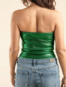 WOMEN'S SLEEVELESS SHIMMER TUBE TOP
