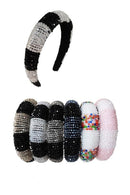 Multi Crystal Stripe Pattern Headband HB1201 (12PC)