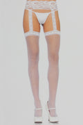 1767 6 Piece Sheer Thigh-High Tights with Lace Garter Belt