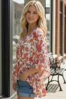 Ivory Floral Woven Blouse