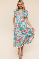 COLLARED NOTCH NECK KNIT DRESS W/ SIDE POCKETS