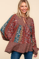 BABYDOLL OVERSIZED BOHO VINTAGE PRINT TOP