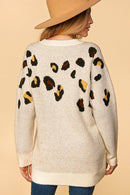 LEOPARD TWO TONE JACQUARD OVERSIZED SWEATER