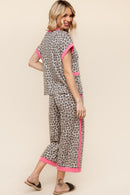 DOLMAN LEOPARD PRINT KNIT TOP WITH POCKETS