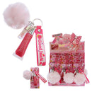 2-in-1 Cute Lip Gloss Keychain with Pom Pom  0728  (12 units)