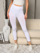 WOMEN'S ELASTIC WAIST SOLID BASIC LEGGINGS