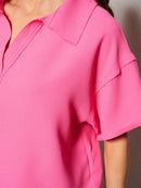 WOMEN'S SHORT SLEEVE V-NECK TUNIC BLOUSE TOP