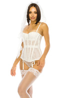 20149 6 Piece Waist-Length Bridal Tulle 3-Tier Short Wedding Veil with Bow & Comb