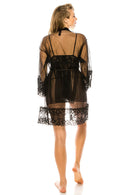 20172 6 Piece Includes Robe, Dress, and G-String 3pc Mesh Robe Set