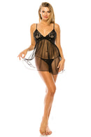 20172 6 Piece Includes Robe, Dress, and G-String 3pc Mesh Robe Set
