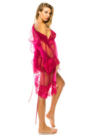 20172 6 Piece Includes Robe, Dress, and G-String 3pc Mesh Robe Set