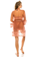 20172 6 Piece Includes Robe, Dress, and G-String 3pc Mesh Robe Set