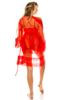 20172 6 Piece Includes Robe, Dress, and G-String 3pc Mesh Robe Set