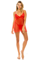 20172 6 Piece Includes Robe, Dress, and G-String 3pc Mesh Robe Set