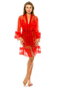 20172 6 Piece Includes Robe, Dress, and G-String 3pc Mesh Robe Set