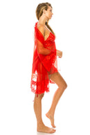20172 6 Piece Includes Robe, Dress, and G-String 3pc Mesh Robe Set