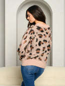 WOMEN'S DROP SHOULDER LEOPARD PRINT SWEATER
