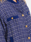 WOMEN'S LONG SLEEVE BUTTON CLOSURE POCKETS TWEED SHIMMER JACKET