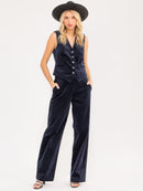 WOMEN'S SLEEVELESS VEST & WIDE LEG PANTS CORDUROY 2PC. SET