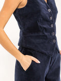 WOMEN'S SLEEVELESS VEST & WIDE LEG PANTS CORDUROY 2PC. SET