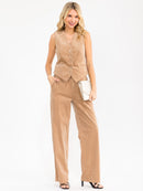 WOMEN'S SLEEVELESS VEST & WIDE LEG PANTS CORDUROY 2PC. SET