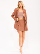 WOMEN'S LONG SLEEVE BLAZER & ZIP UP MINI SKIRT SOLID 2PC. SET