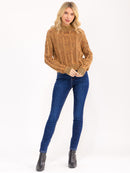 WOMEN'S LONG SLEEVE MOCK NECK RIBBED PULLOVER SWEATER