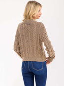 WOMEN'S LONG SLEEVE MOCK NECK RIBBED PULLOVER SWEATER