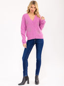 WOMEN'S LONG SLEEVE BUTTON UP STUDS KNIT SWEATER