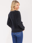 WOMEN'S LONG SLEEVE BUTTON UP STUDS KNIT SWEATER