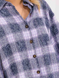 WOMEN'S LONG SLEEVE BUTTON CLOSURE FRONT POCKET PLAID SHIRT