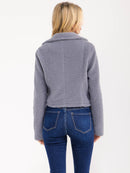 WOMEN'S LONG SLEEVE ZIP UP FRONT POCKETS SHERPA JACKET