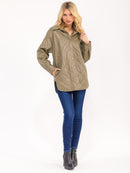 WOMEN'S LONG SLEEVE BUTTON CLOSURE FRONT POCKETS PU PLEATHER JACKET