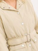 WOMEN'S LONG SLEEVE BUTTON CLOSURE FRONT POCKETS BELTED JACKET