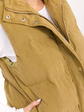 WOMEN'S SLEEVELESS BUTTON UP FRONT POCKETS PUFFER VEST