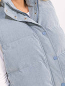 WOMEN'S SLEEVELESS BUTTON UP FRONT POCKETS PUFFER VEST