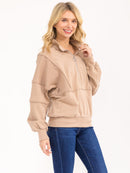 WOMEN'S LONG SLEEVE ZIP UP PULLOVER SWEATER