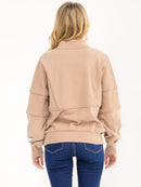 WOMEN'S LONG SLEEVE ZIP UP PULLOVER SWEATER